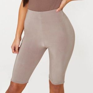 Taupe Slinky Longline Bike Short - PrettyLittleThing
